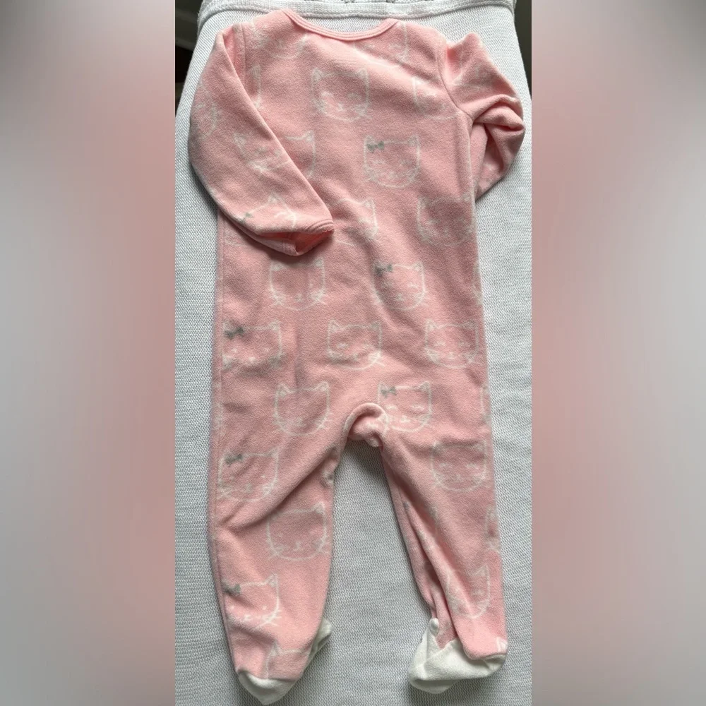Cozy Pink Cat Fleece Kids One Piece Carters Pajama 9 months - Picture 3 of 8